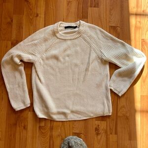 Jenni Kayne cotton fisherman sweater, cream XS